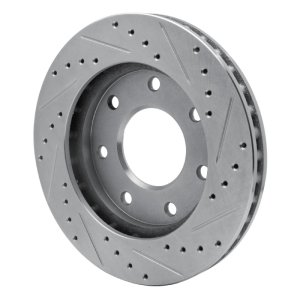 Ford F-250 Brake Rotor (1) - Front Left - R1 Concepts - Drilled & Slotted - Silver - `97-`04